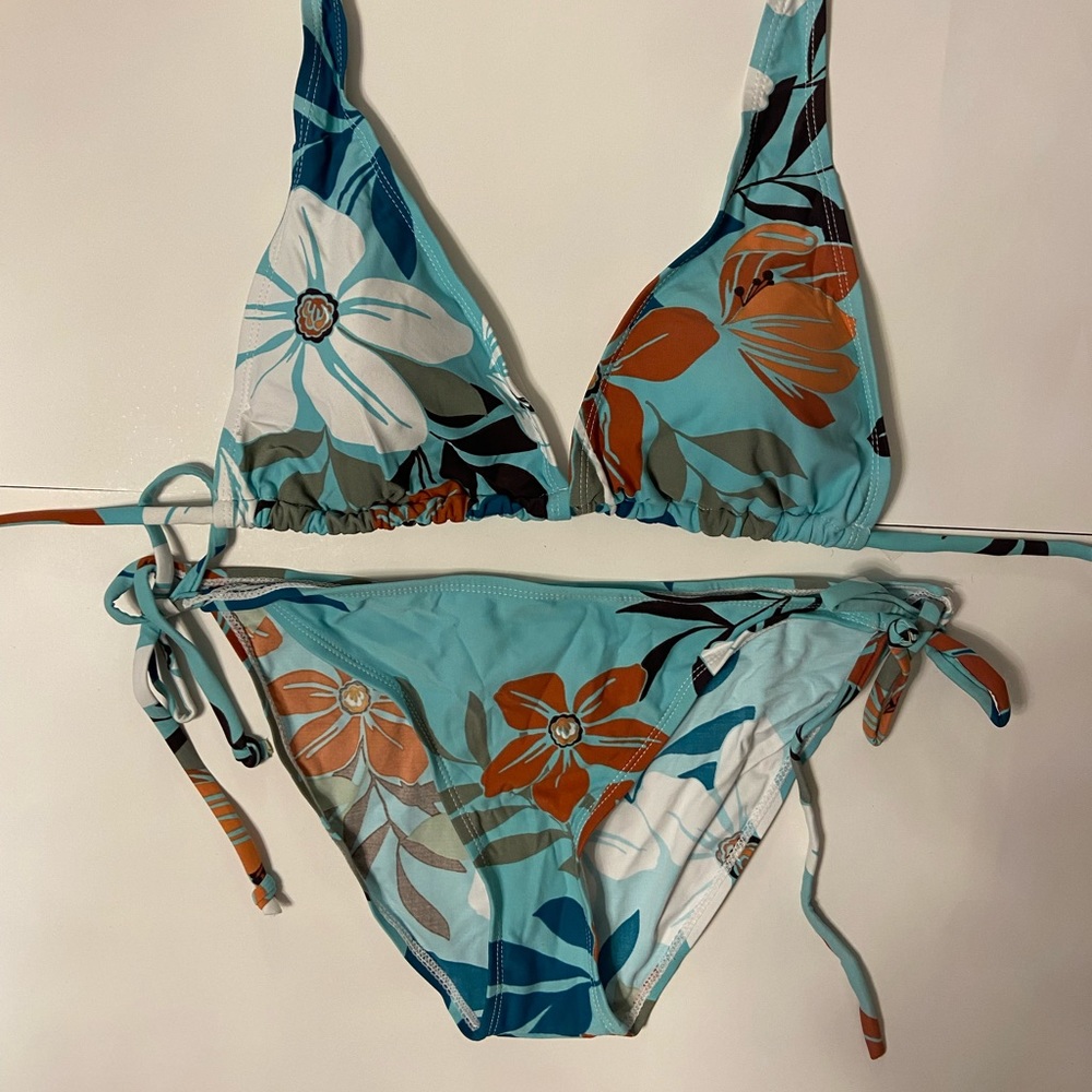 Triangle & tie side bikini - Tropical floral print